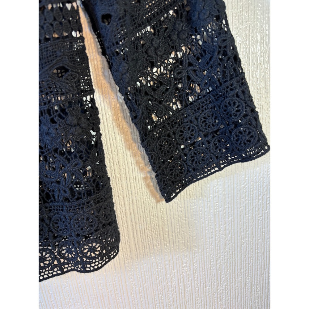 Alfani Black Crochet Lacey Cotton Cardigan Size S - Picture 3 of 11